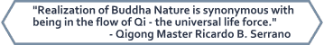 Realization of Buddha Nature is synonymous with being in the flow of Qi - the universal life force