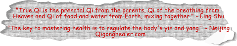 True Qi is the prenatal Qi from the parents, Qi of the breathing from Heaven and Qi of food and water from Earth, mixing together. - Ling Shu